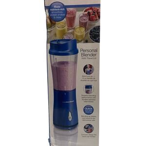 NWT Hamilton Beach Blue Personal Blender with Travel Lid